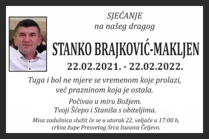 Stanko brajkovic makljen sjecanje 2022