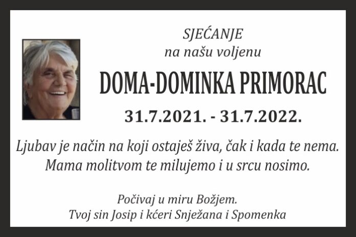 Dominika doma primorac sjecanje