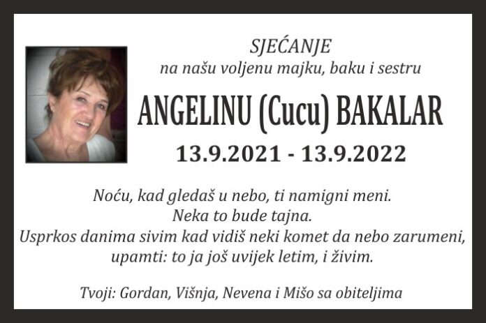 Angelina Bakalar cuca sjecanje