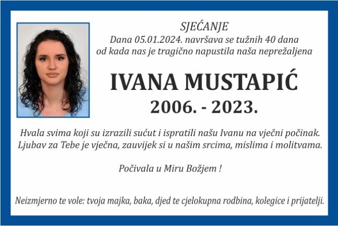 Ivana Mustapic 40 dana